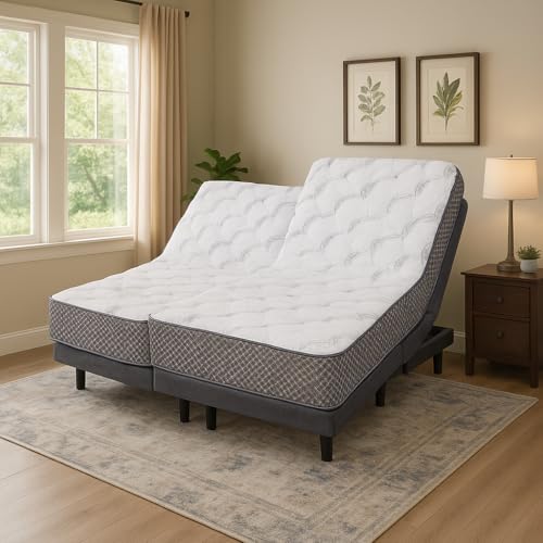 Split Queen Massaging Zero Gravity Adjustable Bed and 9
