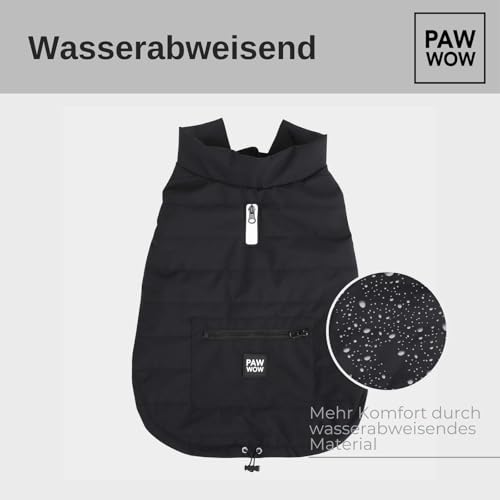 PAW WOW Toni Hundejacke | Winter Hundemantel mit Bauchschutz | Hundeweste für große & kleine Hunde (Schwarz, XXL)