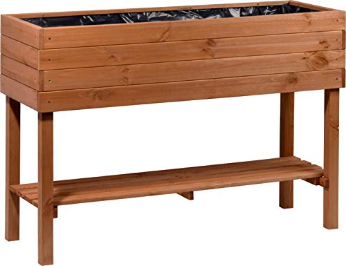 dobar 58130FSCe Grote plantenbak met legplank, verhoogd groentebed, kruidenbed van hout, plantenbak voor balkon/tuin/terras, 117 x 40 x 80 cm - Image 3