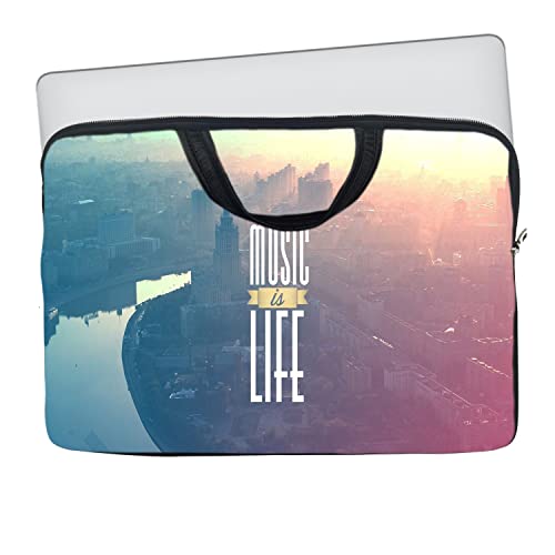 Image of TheSkinMantra Chain Laptop Sleeve Bag Compatible with Laptop /Macbooks /Chrombook /Notebook /Zbook (15.6 Inch (Handle), Music is Life)