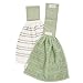 ISTOWEL Hanging Kitchen Hand Towels and Dishcloths Sets with Loop 100% Soft Cotton. Super Absorbent Hand Towels in Convenient 12x12, Machine Washable. Stylish & Attractive 4 Piece Sets in Green