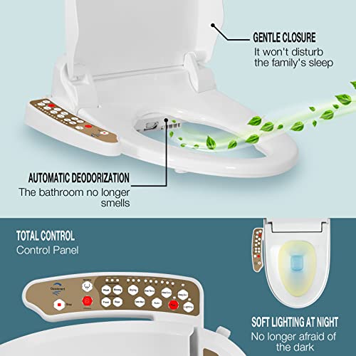 Yourlite Bidet Toilet Seat Electric Warm Water Bidet With Warm Air Drying, Heated Seat Bidet With Self-Cleaning Nozzle Temperature Adjustable White Toilet Seat #TOP3