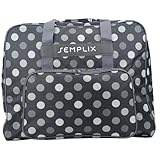SEMPLIX XL-Nähmaschinentasche, Polka Dots Anthrazit/Grau, 52x42x27 cm, Große stabile Transport und Aufbewahrungs Tasche für große Nähmaschinenmodelle