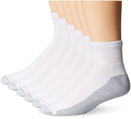Image of Hanes Men's Max Cushioned Ankle Socks, Moisture-Wicking with Odor Control, Multi-Pack, Size 6-12, Black & White