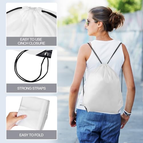 Image of Shappy Drawstring Backpack Bulk Sports Gym Cinch Bag Polyester String Bag for Men Women