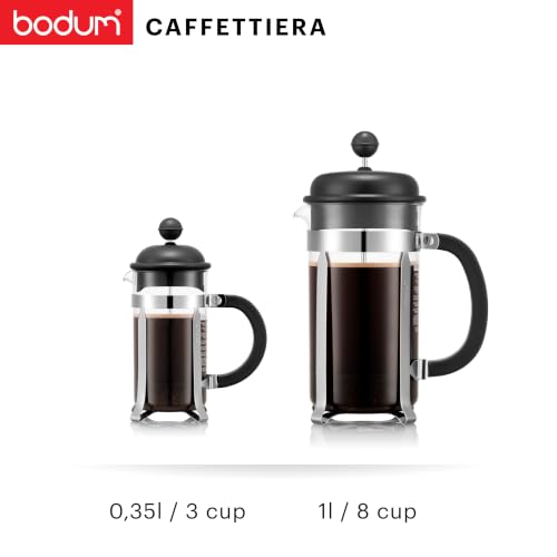 Bodum Caffettiera Cafetière à Piston Noir – 350ml / 3 Tasses – Verre Borosilicate – Filtre Acier Inoxydable – Sans BPA – Lavable au Lave-Vaisselle – Fabriquée au Portugal - 6