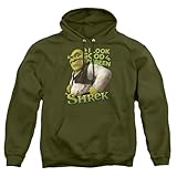 Shrek Looking Good Unisex Adult Pull-Over Hoodie, Military Green, X-Large