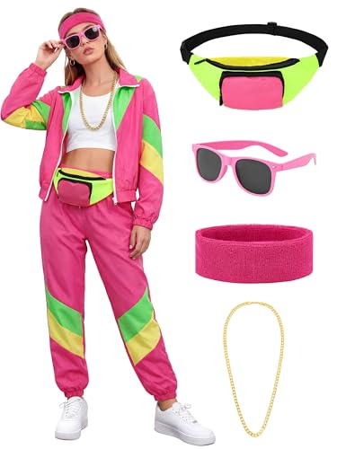 SOMSOC 7 Pieces 80s Tracksuit for Women 90s Windbreaker Sweatpants