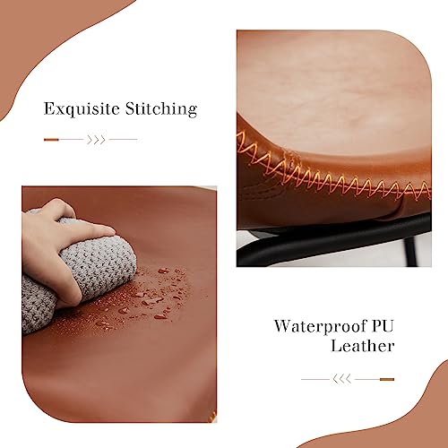 Sweetcrispy Counter Height Bar Stools Set of 4, Leather Barstools Modern Bar Stools with Back, 30 inch Counter Stool Armless Bar Chairs with Metal Legs, Footrest - Thumbnail 3