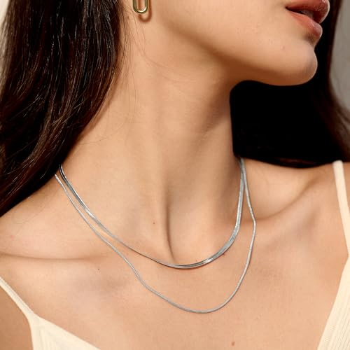 Image of Tewiky Layered Necklaces for Women 14k Gold Plated Chain Necklace Set