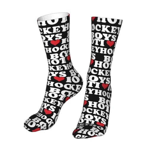 I Love Hot Hockey Boys Running Socks Breathable Round Neck Socks Sports Socks4