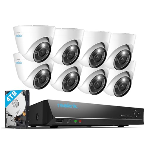 REOLINK 12MP PoE Security Camera System, 8pcs H.265 12MP Security Cameras, Person Vehicle Pet Detection, Two-Way Talk, Spotlights Color Night Vision, 16CH NVR with 4TB HDD, RLK16-1200D8-A