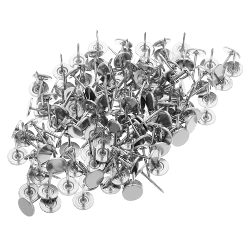 KALLORY 150pcs Mini Flat Head Nails Upholstery Tacks Decorative Push Pins 11mm×17mm Metal Thumb Tacks for Furniture Home Decor