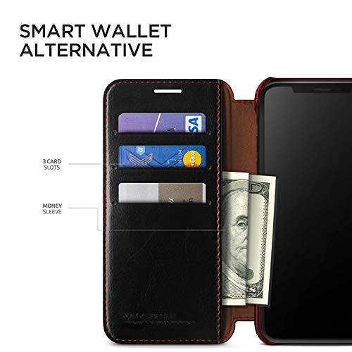 Iphone Xs Max Wallet Case, Vrs Design [Black] Drop Protection Cover Classy Slim Premium Pu Leather Wallet [Layered Dandy] Id Credit Card Slot Holder Compatible With Apple Iphone Xs Max (2018) #TOP4