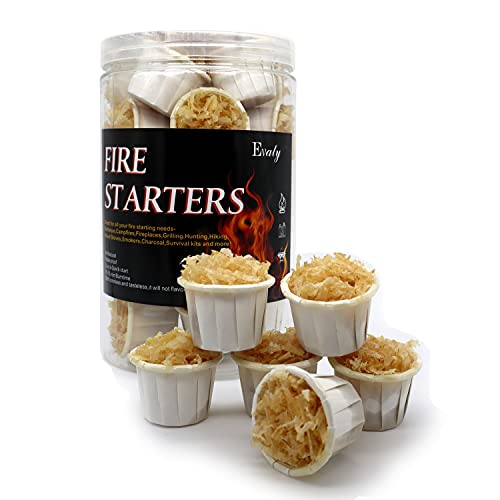 Evaty All Natural Fire Starters 25 pcs Indoor Outdoor Waterproof Firestarter for Fireplace, BBQ, Campfire, Charcoal, Pit, Wood & Pellet Stove (25)