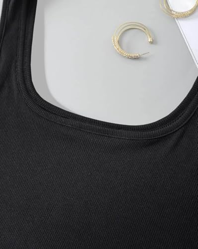 Image of LONDON BELLY Women's Polyester Tank Top with Square Neck Sleeveless Body Fit Crop Length and Solid Pattern | Party Crop Top Women | Woman Office Casual Smart Top