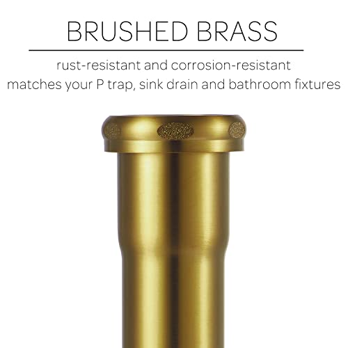 18 Gauge Brass Slip Joint Extension Tube 1-1/4” OD x 8” with Nut and Rubber Washer, P Trap Extension Tube, Sink Drain Tailpiece Tube Extension Heavy Duty, Brushed Brass Gold by Fipoque - Image 4