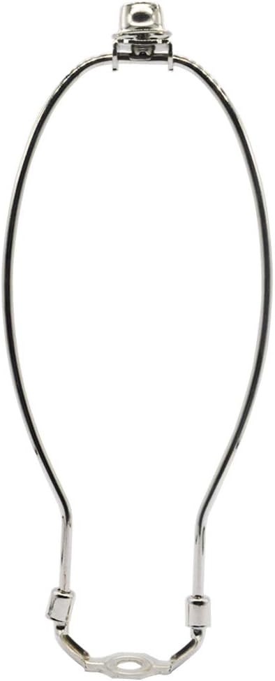 Lamp Shade Harp Holder,Silver Lamp Harp Fits E26 Light Saddle Base Adapter,Nickel Color Pipe Fitter Adapter Finial Set,Adapted All Styles of Lamp Shade,Table and Floor Lamps (8 Inch)