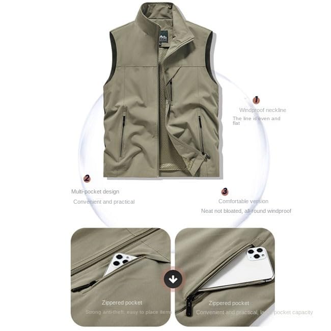 Gilet de pêche pour homme avec plusieurs poches, veste de travail pour Fe.n_dt, veste légère sans manches pour la randonnée en plein air