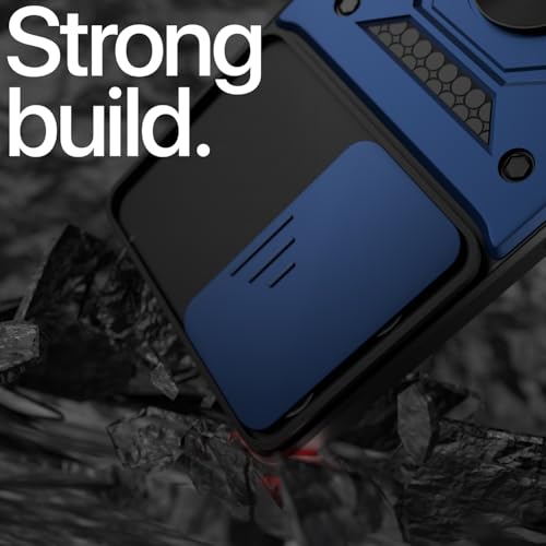 Image of Pikkme Back Cover for Nothing Phone 3a Lite 5G | 360 Protection Case | Sliding Camera Shield Cover & Ring Holder Stand D10 Tough Armor Bumper Case (Blue)