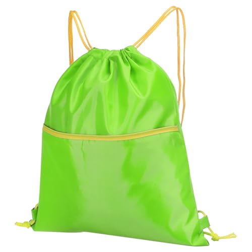 Drawstring Backpack Bag, Drawstring Gym Bag String Backpack with W Zipper Side Pocket for Women Men, Green