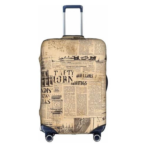 Retro Old Newspaper Paper London Travel Luggage Cover Elastic Suitcase Protector Washable Baggage Covers For Trunk Case Fits 25-28 Inch Luggage