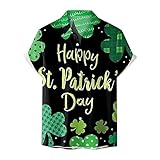 Celucke Kurzarmhemd Herren Hemd Funky Hawaiihemd Shirt St. Patrick's Day 3D Druck Männer Knopf Revers Regular Fit Kurzarm Freizeithemd Casual T-Shirt Strandhemd Top