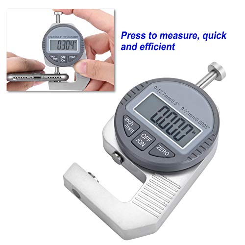 Calibrador digital LCD de espesores, rango 0–12,7 mm, resolución 0,01 mm, para materiales blandos como papel, cuero, tela y película miniatura 2