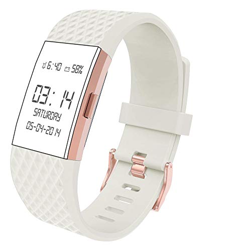 Wearlizer Compatible with Charge 2 Bands Accessories Silicone Strap Replacement Charge 2 Special Edition Lavender Rose Gold Buckle White