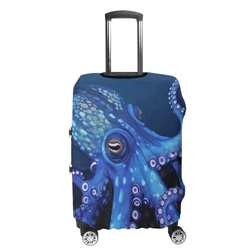 Blue Octopus Luggage Cover, Washable Elastic Suitcase Cover Protector Fit 18-32 Inch Luggage4