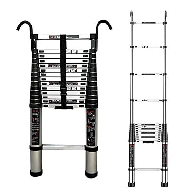 Telesladder Aluminum Extension Ladder with Hook - Multi-Purpose Portable 2M to 4.4M (13.5Ft) - Lightweight Adjustable Ideal for Home Garden and DIY Projects