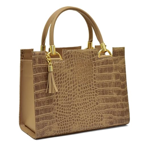 BOLSA FEMININA ALÇA DE MAO CROCO CORES (NUDE)