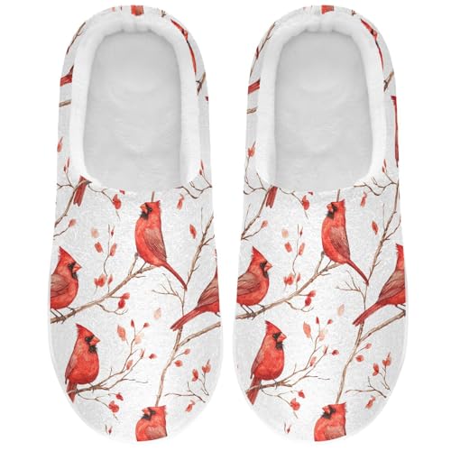 Womens Men's Christmas Cardinals Slippers,Memory Foam Slippers for Home,Bedroom Slippers Fluffy Fuzzy Slippers House Shoes for Women Men 213449182