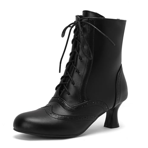 Bottes vintage victoriennes PAYDVOIER en satin noir à lacets avec petit talon bottines taille 43