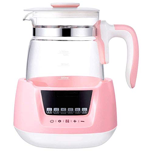 HIGHKAS Wasserkocher, Glas-Wasserkanne 1200W Schnellkochende elektrische Teekanne, BPA-frei, Trockengehschutz,Rosa