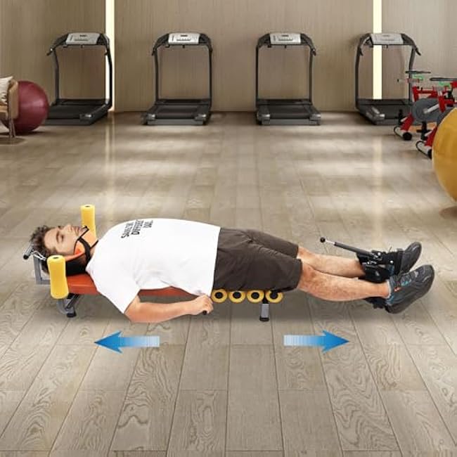 Inline Back Stretch Bench with Cervical Traction, Adjustable Back & Neck Decompression Tool, Back Stretcher Machine with 286.6lbs Capacity for Lower Back Pain Relief