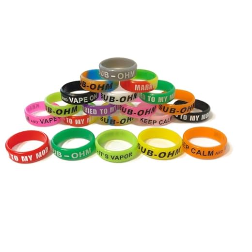 Pack of 5 Plain 22mm Mixed Colour Logo Vape Bands Silicone Anti Slip Bands Vape Rings Protect Your RBA RDA Mechanical MODS