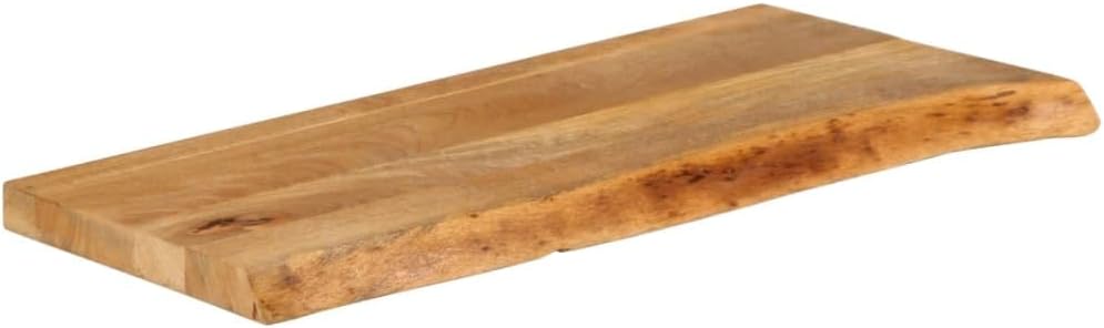 Solid Mango Wood Table Top, 27.6 x 8 Inch Live Edge Wood Slab, Rustic Natural Rectangular Wooden Countertop for DIY Dining Table, Home Decor, Brown