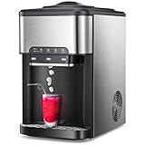Xbeauty Water Dispenser for 5 Gallon Bottle,Top Loading Countertop Water Cooler Dispenser Built-in Ice Maker, Water Cooler with Ice, Cold & Hot,12 Cubes/8Mins,Durable Stainless Steel Construction
