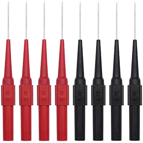 CYUaoao 8Pcs 0.7mm Multimeter Probes Needle Test Probe Copper Probes Test Lead Probe for Multimeter Automotive Industrial Socket Automotive Telecommunications Industrial 4mm Jack Socket (Red & Black) Cover