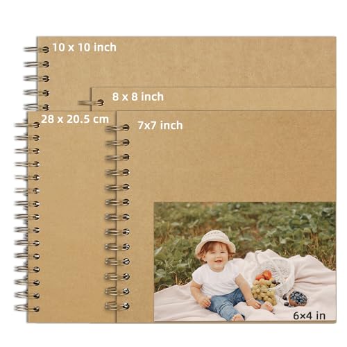 Miniatura 9 de Yopih Álbum De Fotos Scrapbooking Diy Para Bodas Bebés Viajes, 20 Hojas 40 Páginas Papel Kraft Rígido 18x18 Cm, Libro De Recuerdos Perfecto Para Regalos San Valentín Memorias Familiares, Marrón