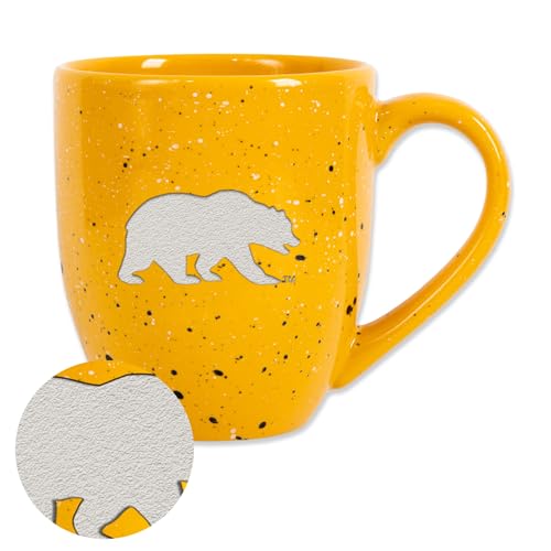 Rico Industries NCAA Cal Berkeley Golden Bears Yellow 16 oz Team Color Laser Engraved Speckled Ceramic Coffee Mug