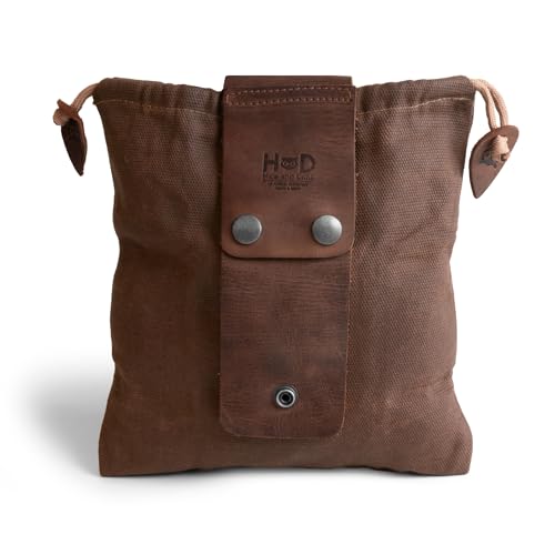 Image of Hide & Drink, Foraging Pouch (Collapsible) for Hiking, Treasures & Seashells Bag, Easy Looping Around Belts, Grocery Storage, Waxed Canvas, Handmade