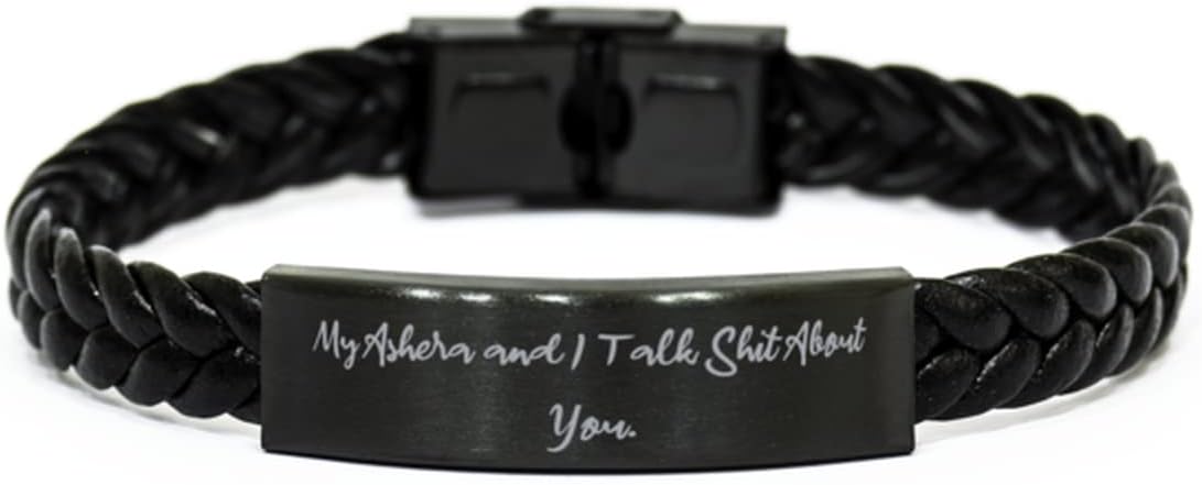 Krumfortable Living Best Ashera Cat Gifts, My Ashera and I Talk Shit About You., Unique Holiday Braided Leather Bracelet from Cat Lovers