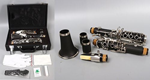 Yinfente Professional C Key Clarinet Ebonite 2 Barrels With Case Cloth Reed Accessories (c-key)