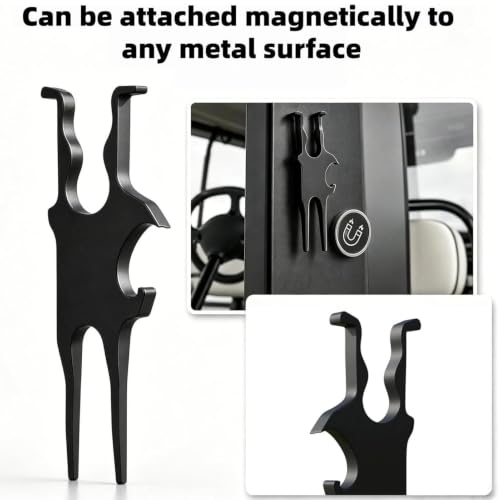 Clip magnético de golf y divot tool multifuncional para colgar en carrito 6