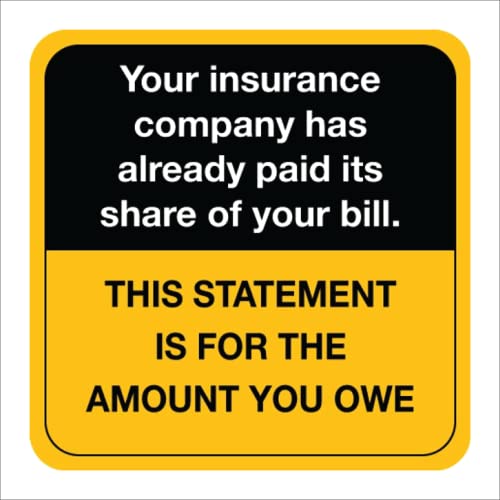Insurance Payment Notification Labels for Patient Billing, 1-1/2" x 1-1/2", Orange with Black and White Text, Doctor Stuff, 250 Stickers/Box for Clear Billing Statements