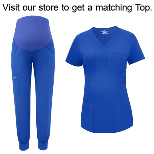 Image of PACBREEZE Women's Maternity Scrubs with 6 Pockets, Workwear Maternity Jogger Scrubs Pregnancy Pants, S-XXL