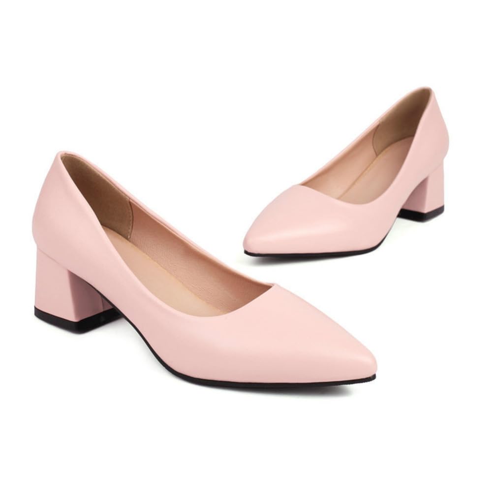Pumps Tacco Blocco Donna, 5cm, Punta Affilata, Sposa, Slip-On