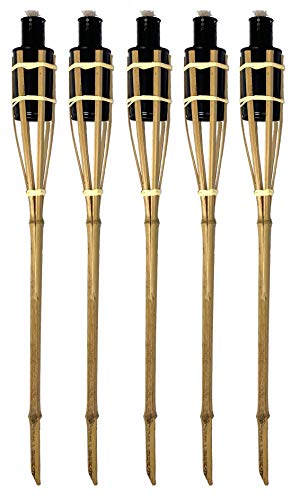 Moritz Lot de 5 torches en bambou naturel 90 cm pour le jardin